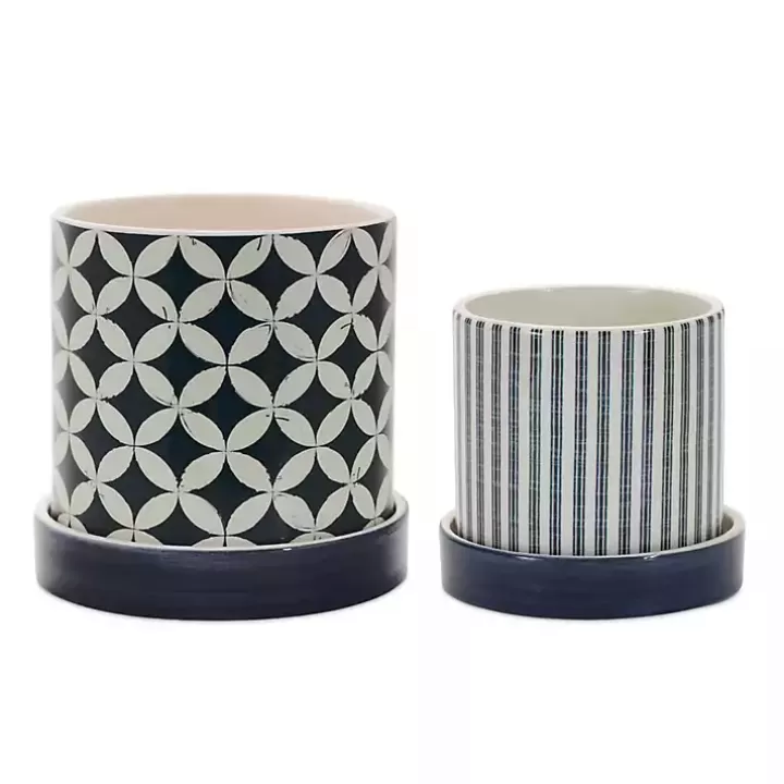 Best Blue and White Coastal Planters, Set of 2 Planters