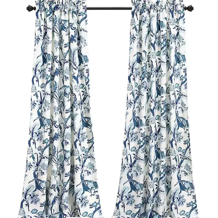 Shop Blue and White Dolores Curtain Panel Set, 95 in. Curtains & Drapes