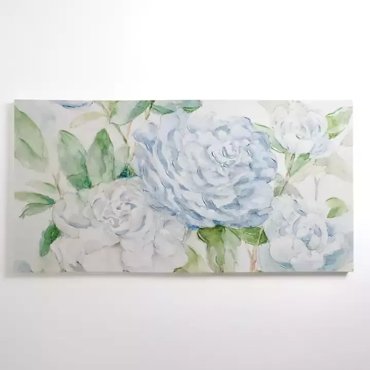 Hot Blue and White Peony Blooms Canvas Art Print Canvas Art