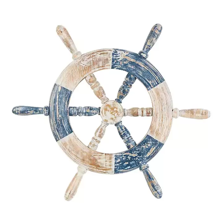 Best Sale Blue and White Ship Wheel Wall Plaque Wall Plaques