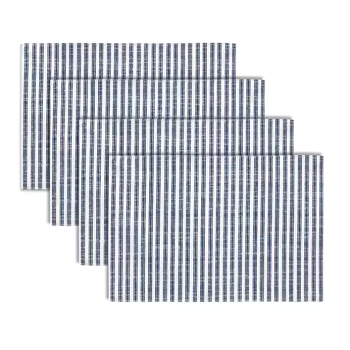 Outlet Blue and White Striped 4-pc. Placemat Set Table Linens