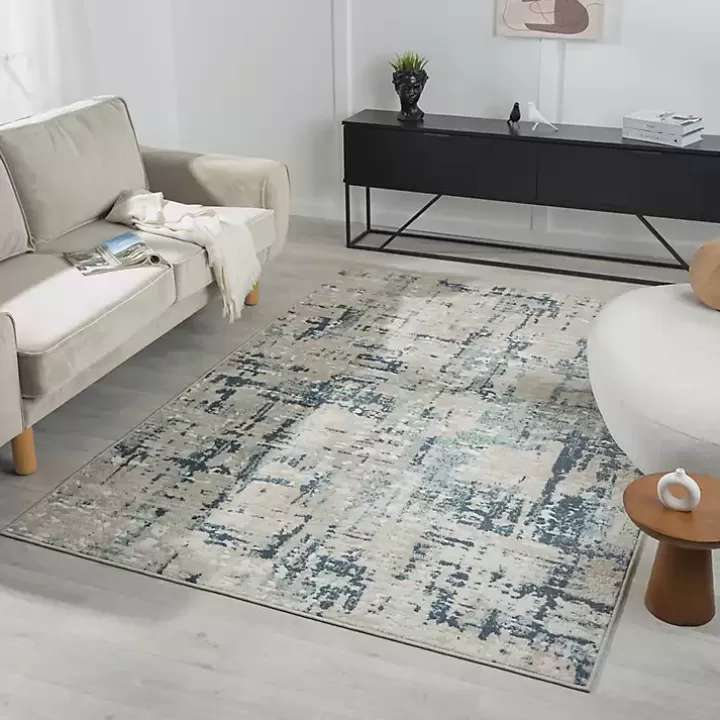 Outlet Blue Avalon Abstract Pattern Area Rug, 5x8 Area Rugs