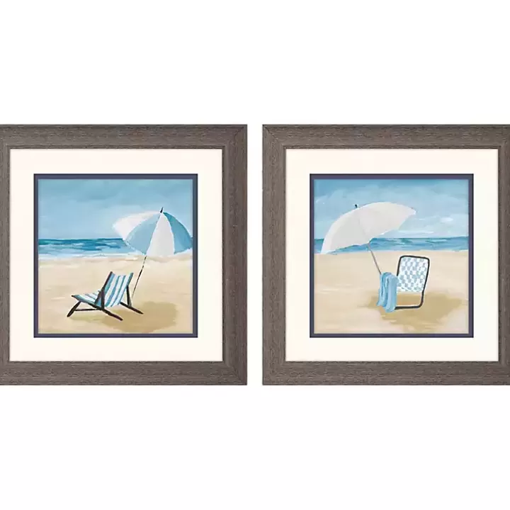 Online Blue Beach Framed Art Prints, Set of 2 Framed Art