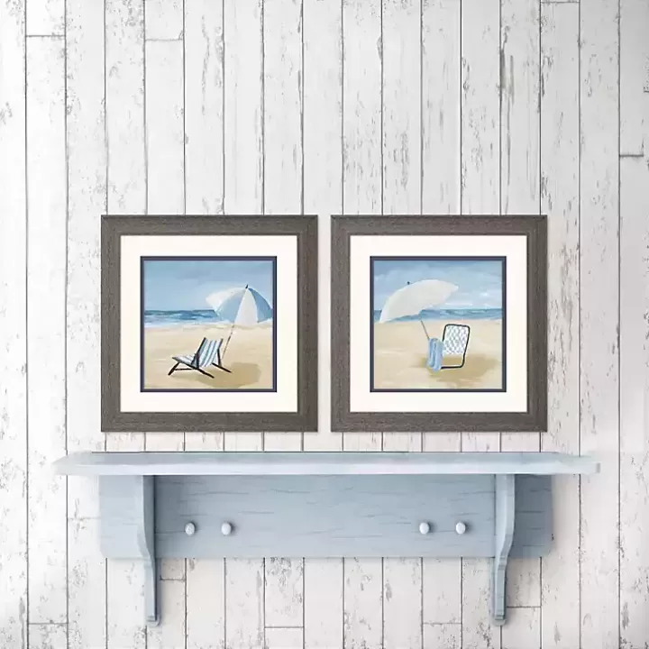 Online Blue Beach Framed Art Prints, Set of 2 Framed Art