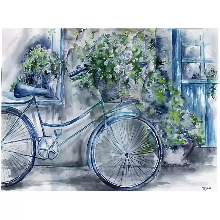 New Blue Bicycle Florist Canvas Art Print, 40x30 in. Canvas Art