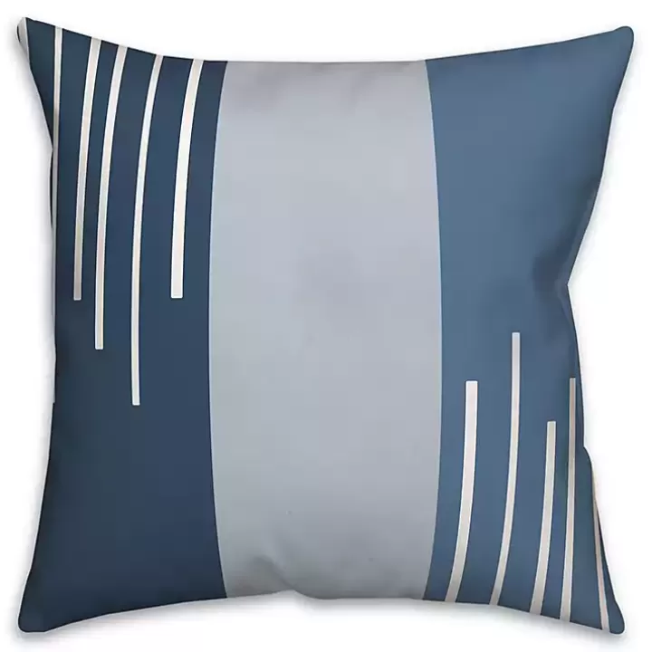 Store Blue Blocks and Stripes Outdoor Throw Pillow Outdoor Cushions & Pillows