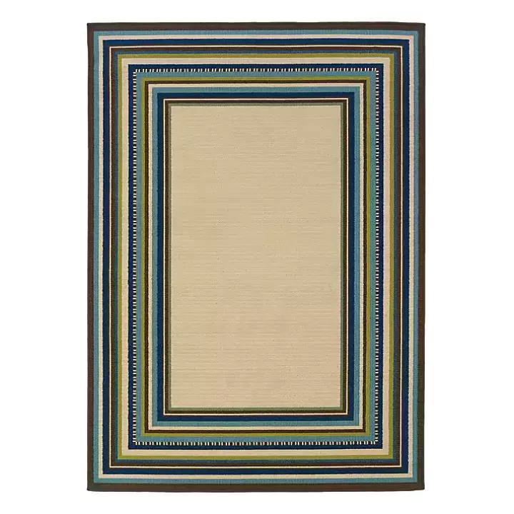 Outlet Blue Bordered Capetown Area Rug, 5x7 Area Rugs