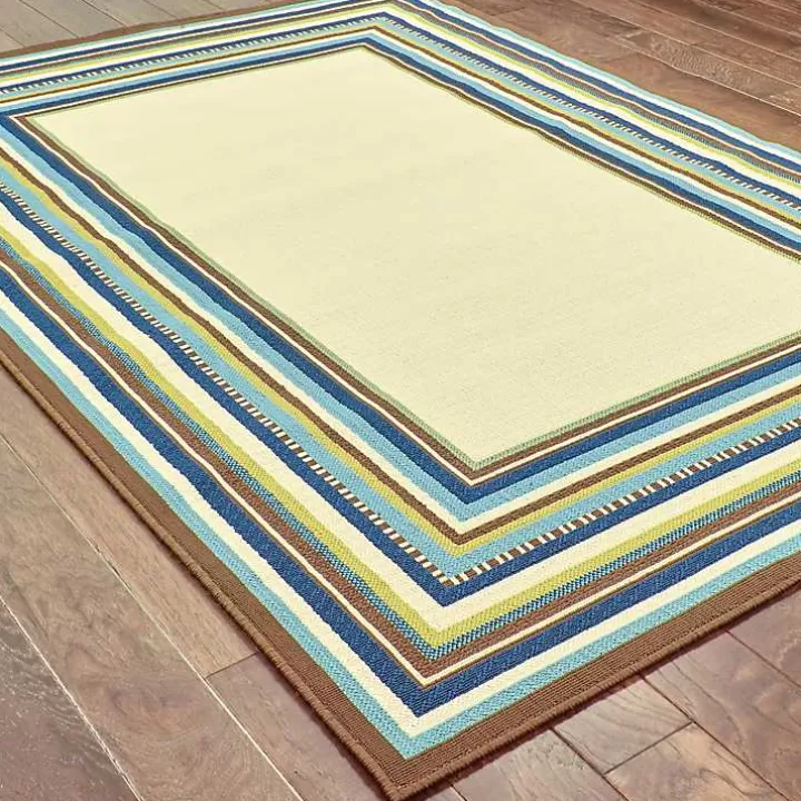 Outlet Blue Bordered Capetown Area Rug, 5x7 Area Rugs