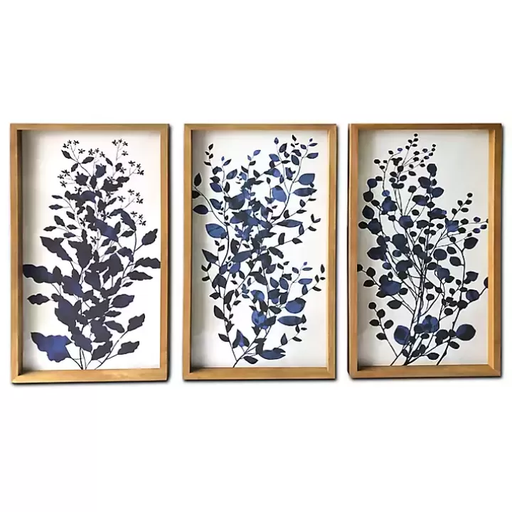 Online Blue Branches Framed Canvas Art Prints, Set of 3 Framed Art