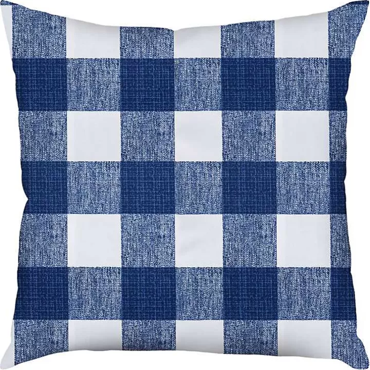 Sale Blue Buffalo Check Outdoor Pillow, 22 in. Outdoor Cushions & Pillows