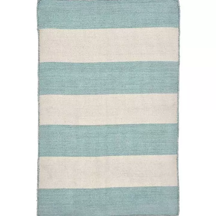 Sale Blue Cabana Stripe Indoor/Outdoor Scatter Rug Outdoor Rugs