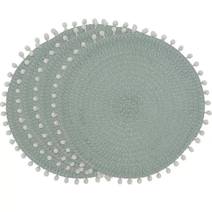 Sale Circular Pom Pom Placemats, Set of 4 Table Linens