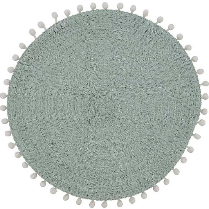 Sale Circular Pom Pom Placemats, Set of 4 Table Linens