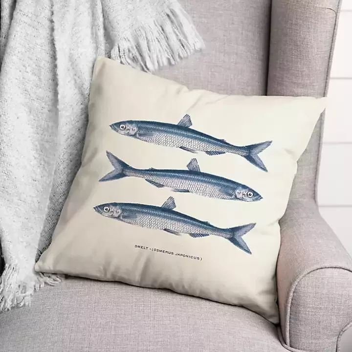 Flash Sale Blue Coastal Fish Outdoor Pillow Outdoor Cushions & Pillows