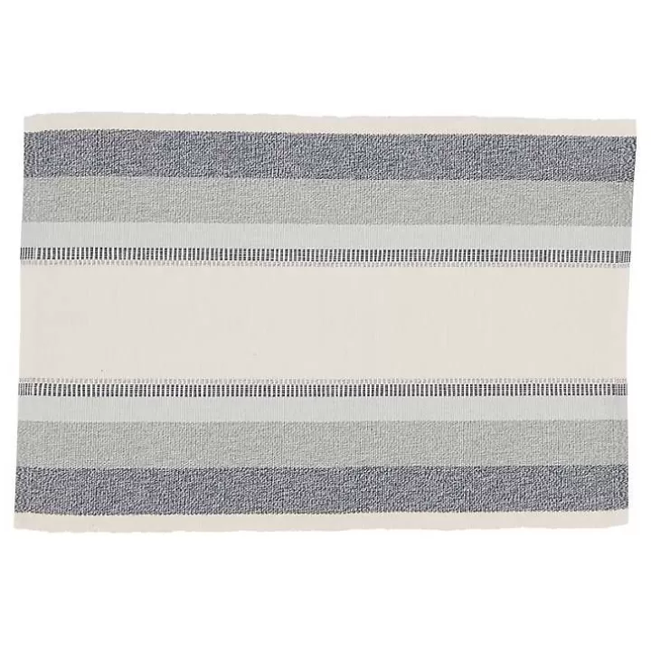 Store Blue Coastal Ribbed Striped Placemats, Set of 4 Table Linens