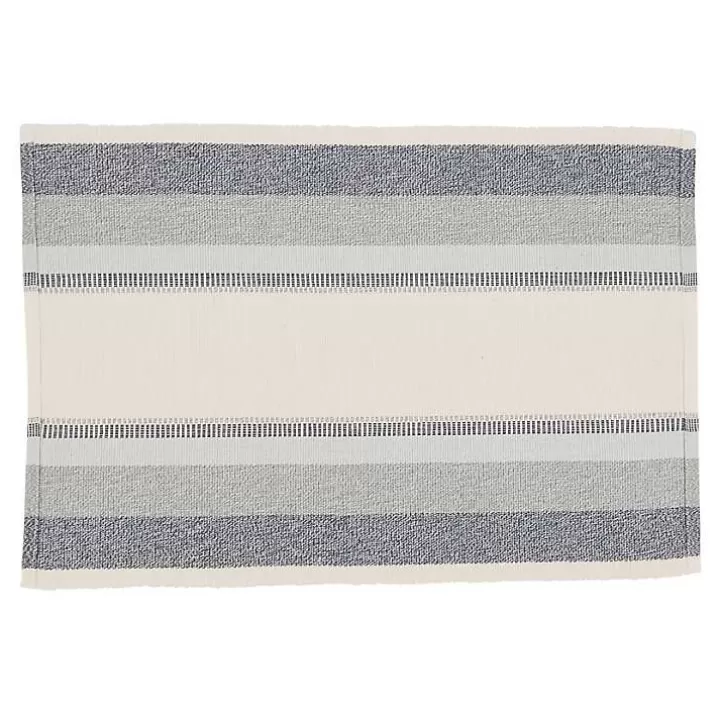 Store Blue Coastal Ribbed Striped Placemats, Set of 4 Table Linens