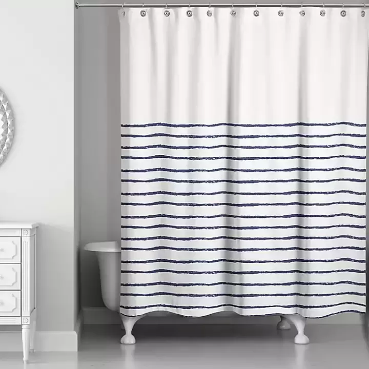 Shop Blue Colorblock Striped Shower Curtain Shower Curtains