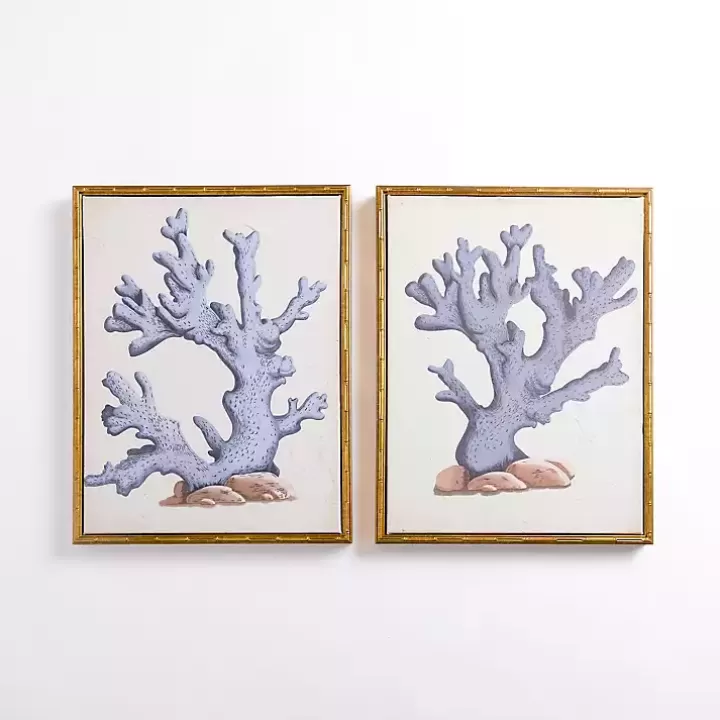 New Blue Coral Framed Canvas Art Prints, Set of 2 Canvas Art