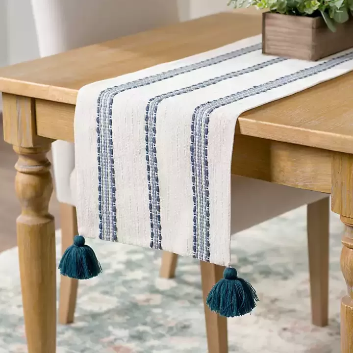 Sale Blue Dashes Table Runner Table Linens