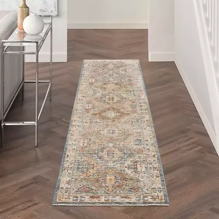 Flash Sale Blue Distressed Medallion Runner, 2x10 Area Rugs