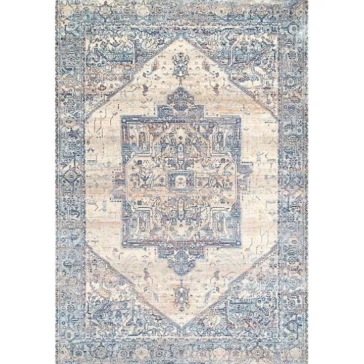 Sale Blue Eli Medallion Fringe Area Rug, 8x10 Area Rugs