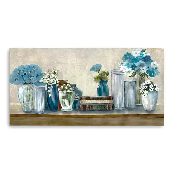 Online Blue Floral Desk Giclee Canvas Print, 60x30 in. Canvas Art