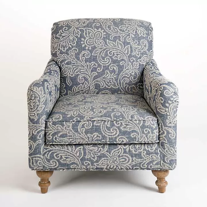 Best Blue Floral English Armchair Accent Chairs