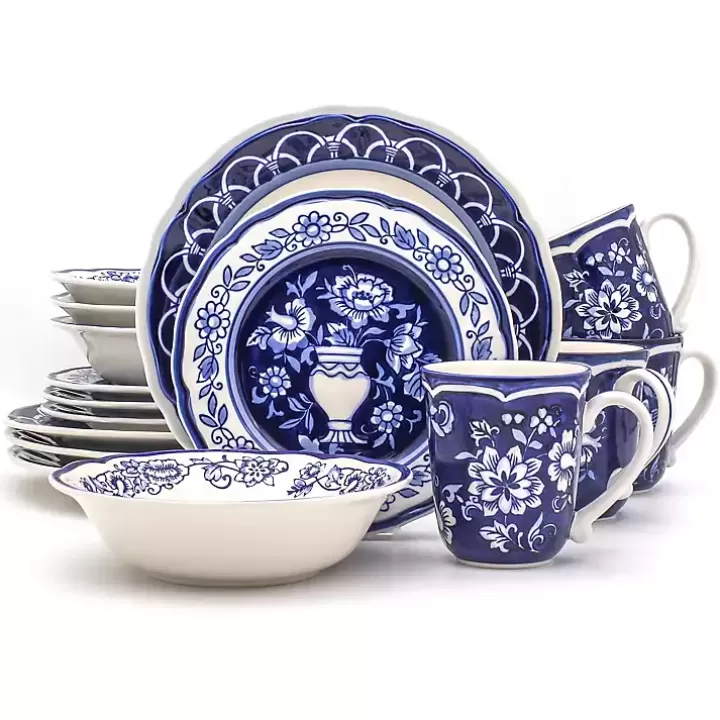Cheap Blue Floral Hand Painted 16-pc. Dinnerware Set Dinnerware