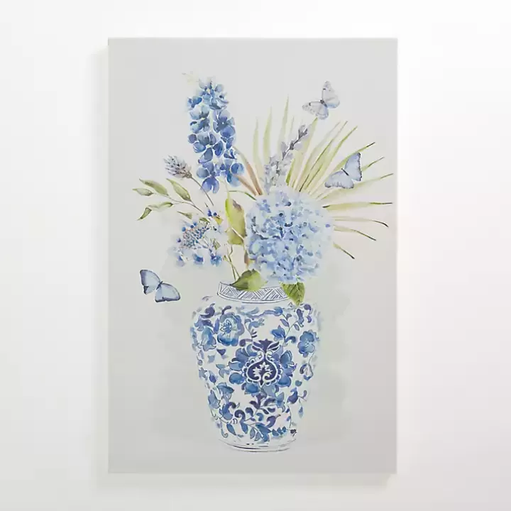 Clearance Blue Floral in China Vase I Canvas Art Print Canvas Art