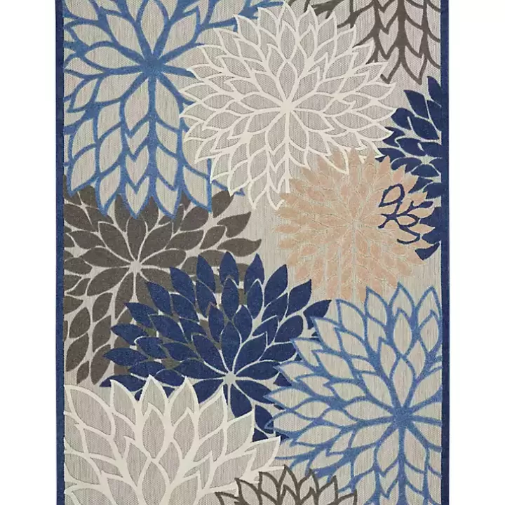 Cheap Blue Floral Outdoor Area Rug, 7x10 Outdoor Rugs