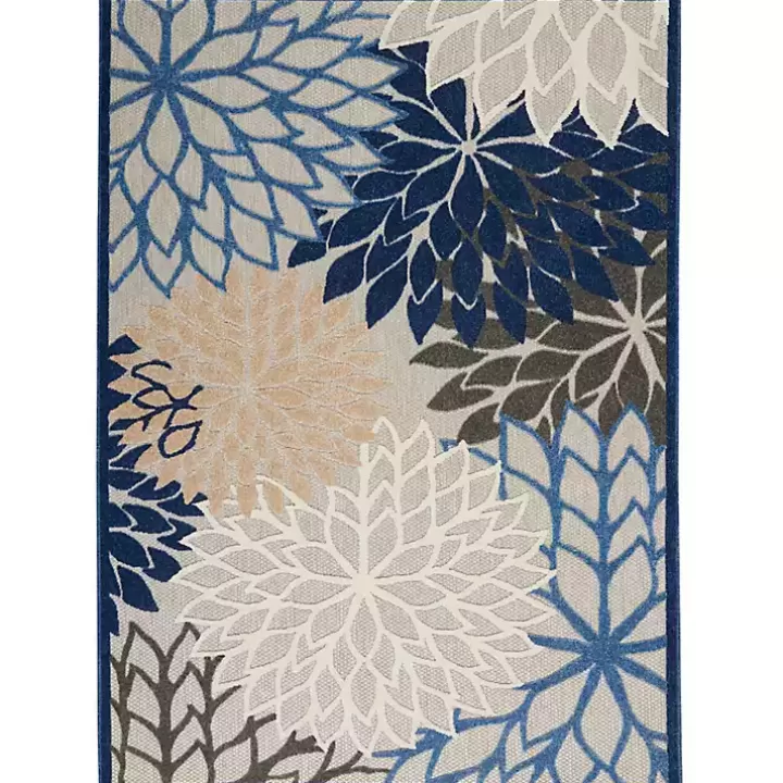 Cheap Blue Floral Outdoor Area Rug, 5x7 Outdoor Rugs