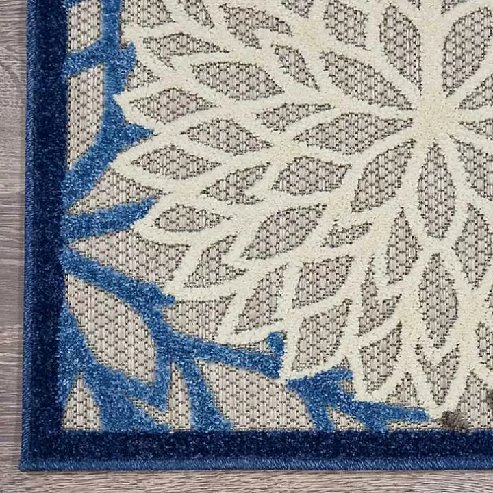 Cheap Blue Floral Outdoor Area Rug, 7x10 Outdoor Rugs