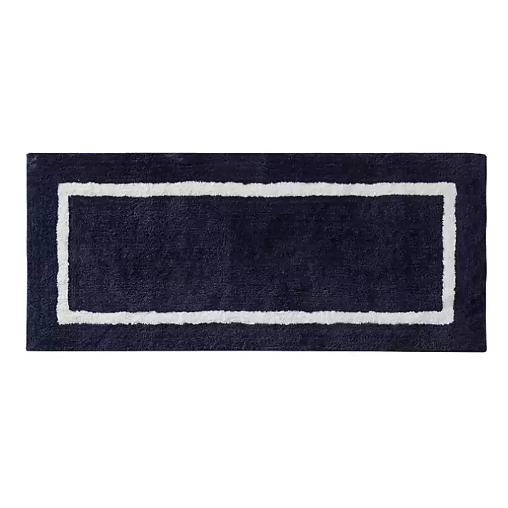 Outlet Blue Geometric Pattern Reversible Bath Mat, 60 in. Bathroom Rugs