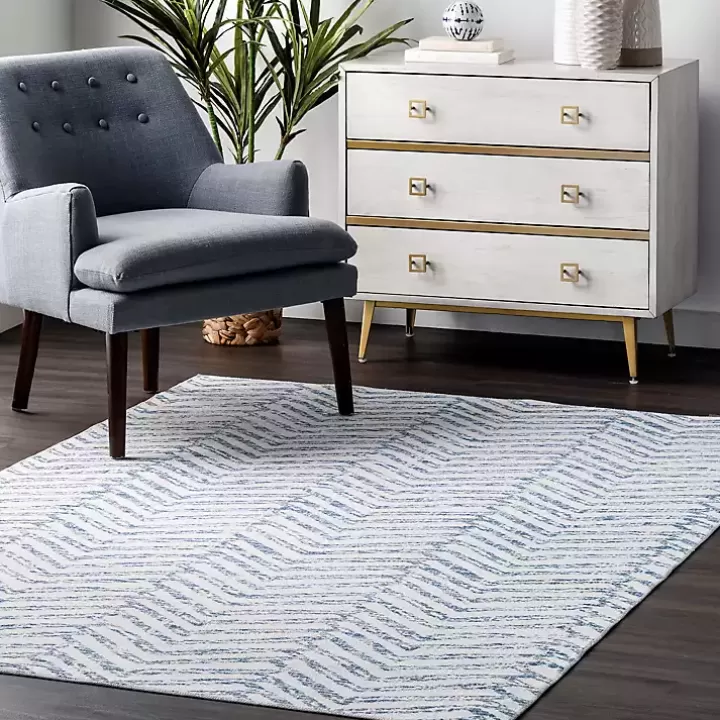 Online Blue Geometric Pattern Washable Area Rug, 4x6 Area Rugs