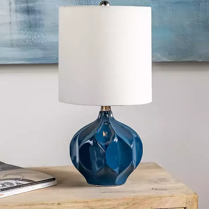 Shop Blue Glazed Geometric Table Lamp Table Lamps