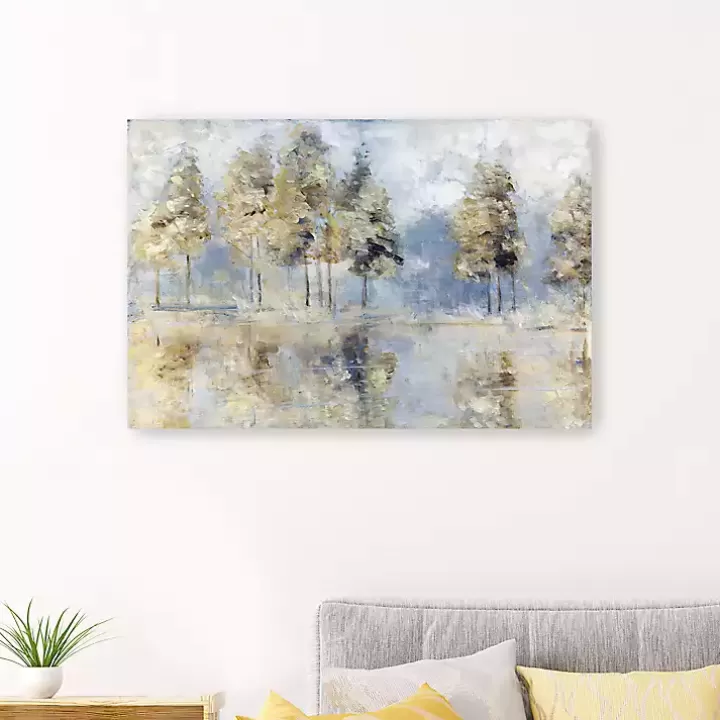 Sale Blue Golden Forest Giclee Canvas Art Print Canvas Art