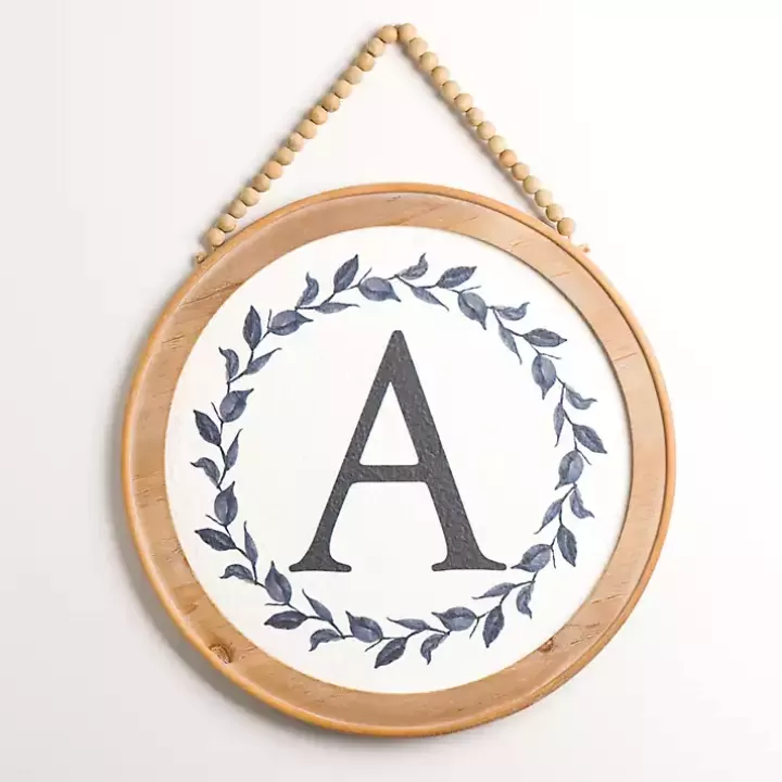 Cheap Blue Leaf Wreath Monogram A Wood Wall Plaque Monogram Wall Decor