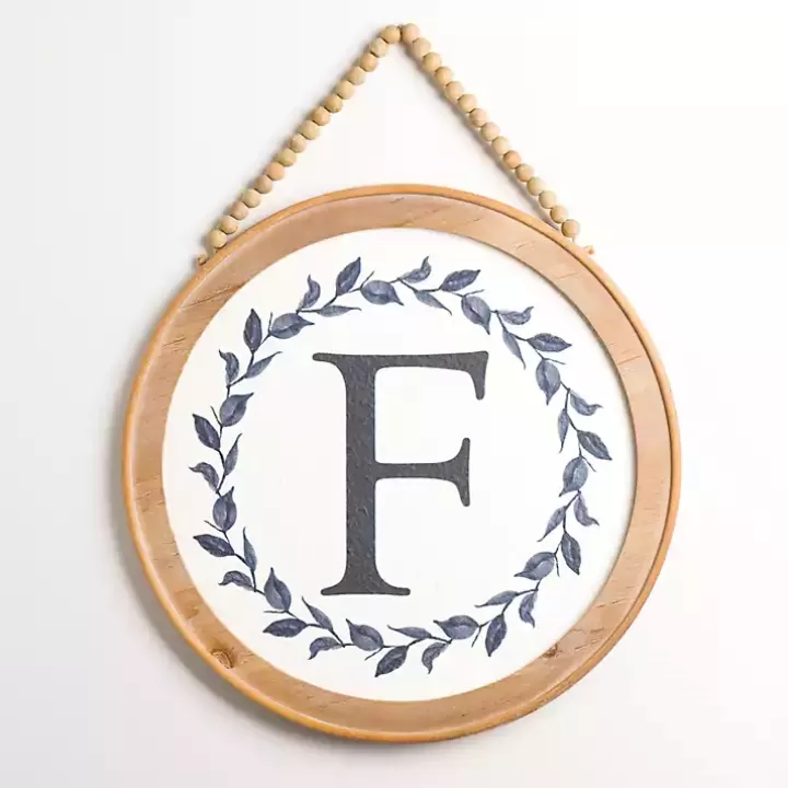 Cheap Blue Leaf Wreath Monogram F Wood Wall Plaque Monogram Wall Decor