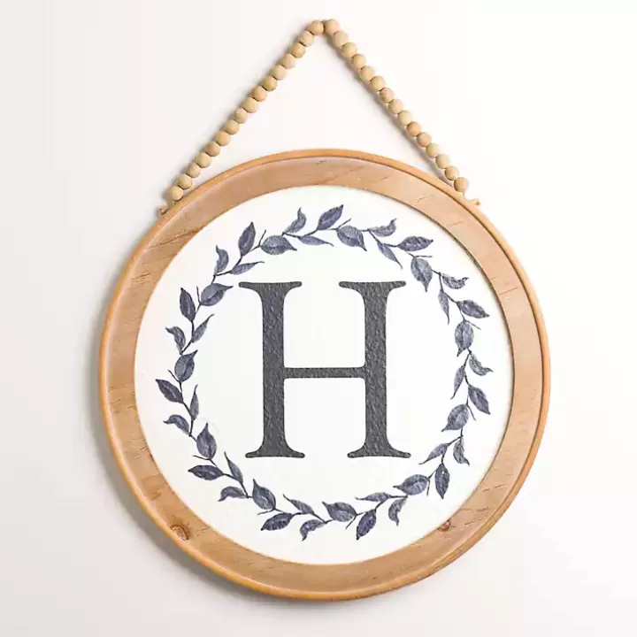 Discount Blue Leaf Wreath Monogram H Wood Wall Plaque Monogram Wall Decor