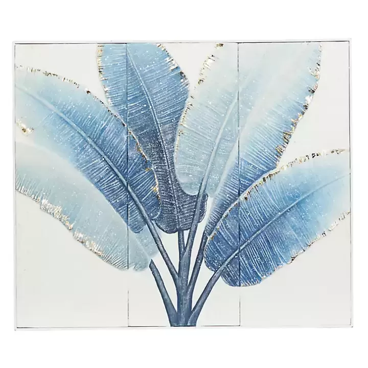 Shop Blue Leaves Coastal Metal Art Print Framed Art