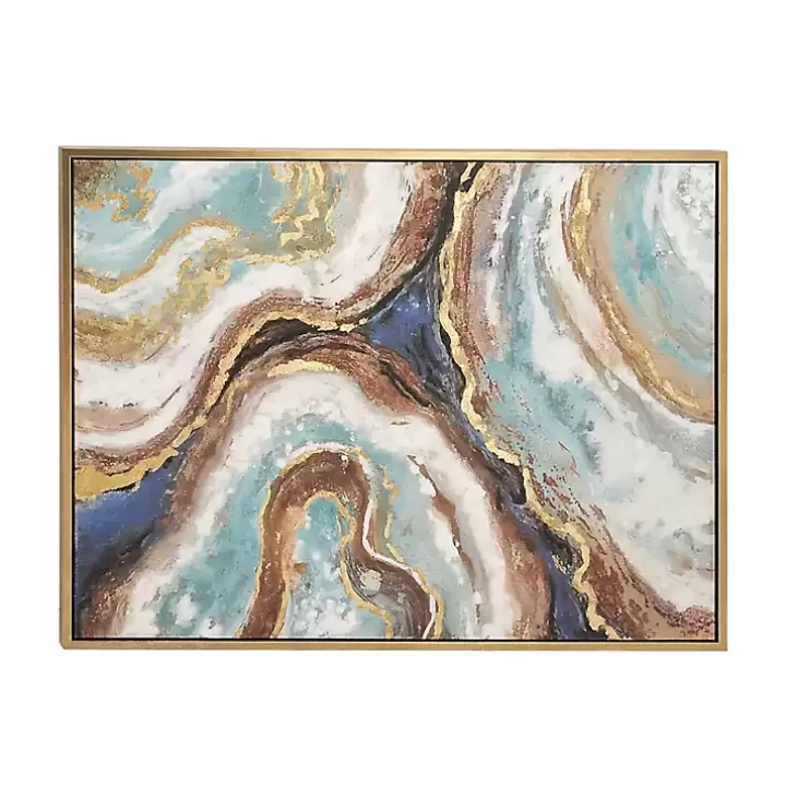 Hot Blue Marbling Agate Framed Canvas Art Print Canvas Art