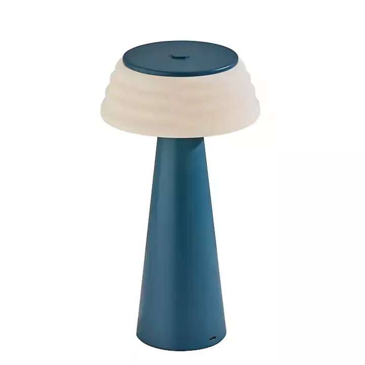 Clearance Metal Cordless Lamp with White Ribbed Shade Outdoor Lighting