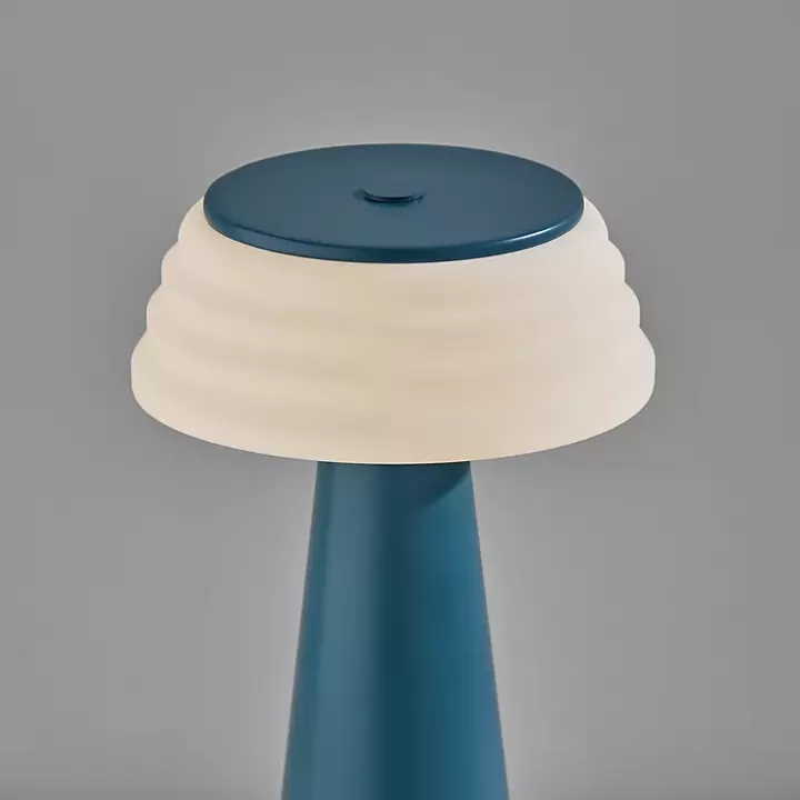 Clearance Metal Cordless Lamp with White Ribbed Shade Outdoor Lighting