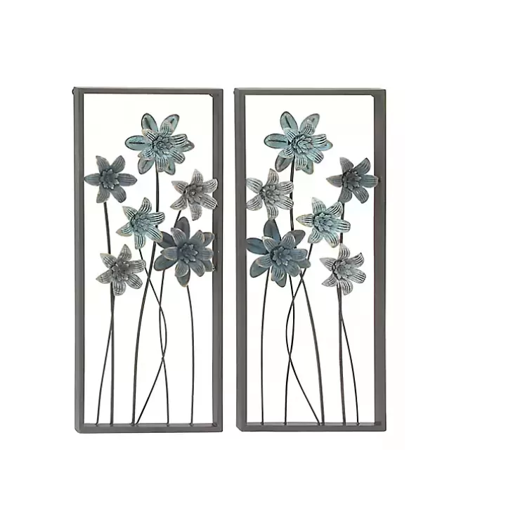 Flash Sale Metal Floral Panel Wall Plaques, Set of 2 Wall Plaques