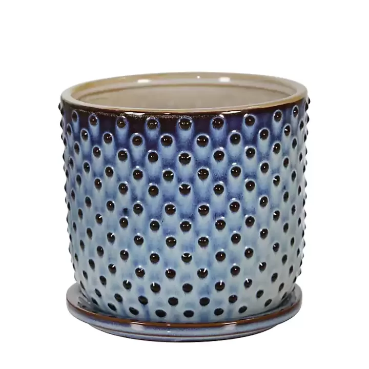 Sale Blue Ombre Dotted Ceramic Planter with Saucer Planters