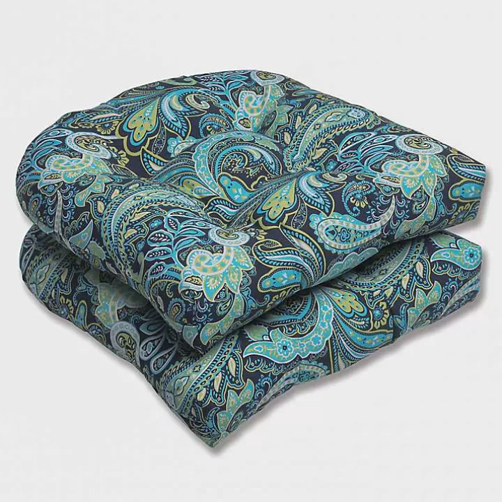 Sale Paisley Outdoor Seat Cushions, Set of 2 Outdoor Cushions & Pillows