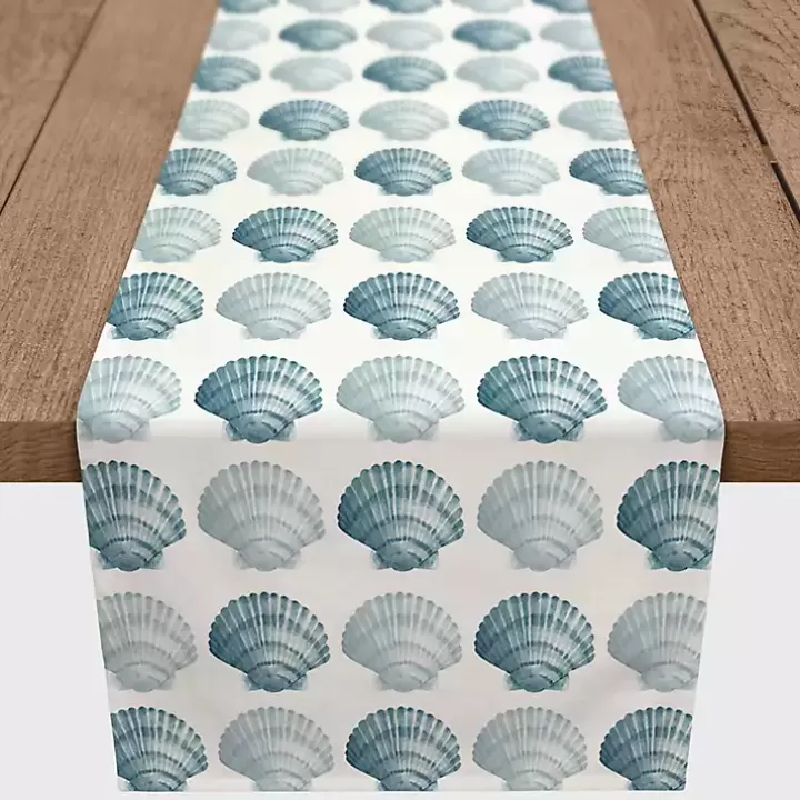 Store Blue Scallop Seashells Table Runner, 72 in. Table Linens