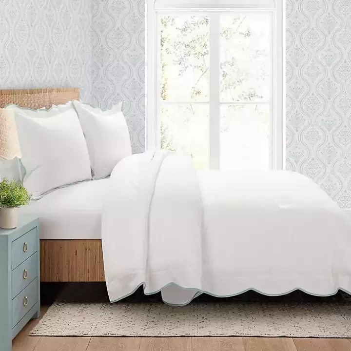 Shop Blue Scalloped Edge 3-pc. King Comforter Set Comforters