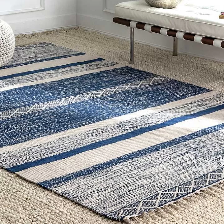 Discount Seabrook Striped Fringe Wool Area Rug, 7x9 Area Rugs