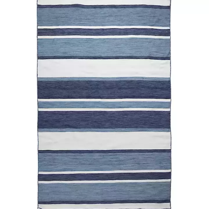 Sale Blue Shades Striped Indoor/Outdoor Area Rug, 5x7 Outdoor Rugs